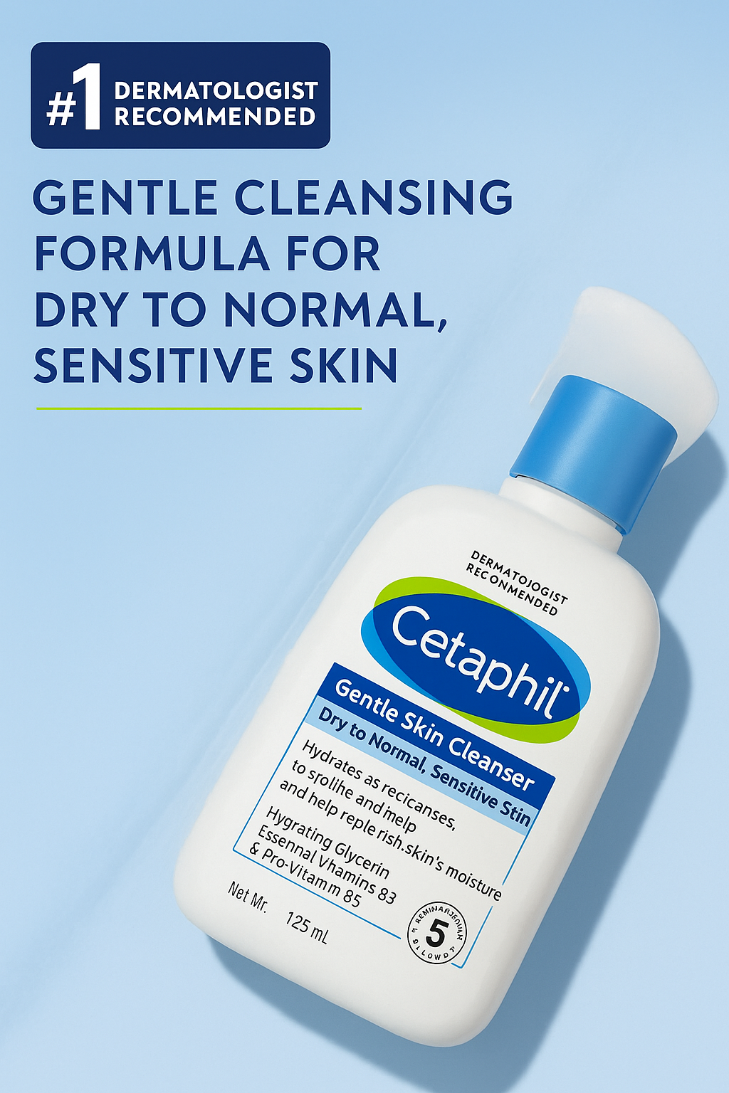Cetaphil Gentle Skin Cleanser With Mild, Non Irritating Formula For Dry to Normal, Sensitive Skin Face Wash, 125 ml, 250ml